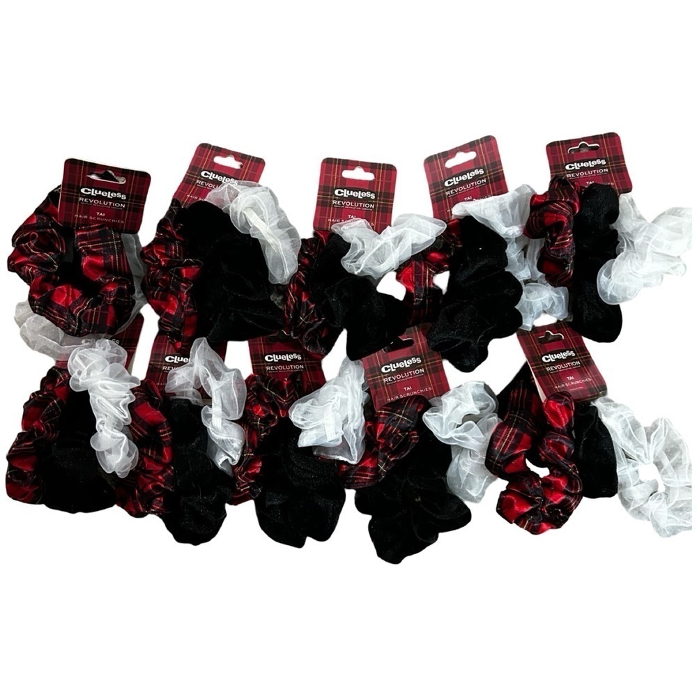Revolution Clueless Collab Red and Black Hair Scrunchies Set of 3 NWT